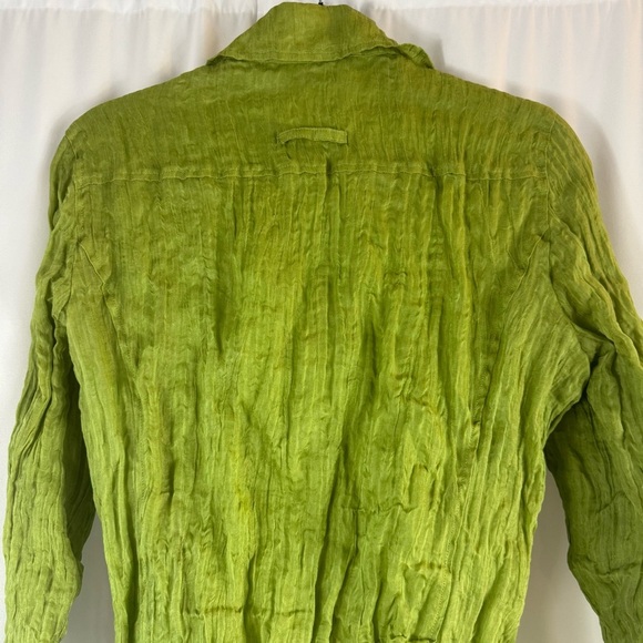 Luisa Cerano Green Crinkled Button-Up Blouse USA 14    43 % silk - Picture 14 of 16